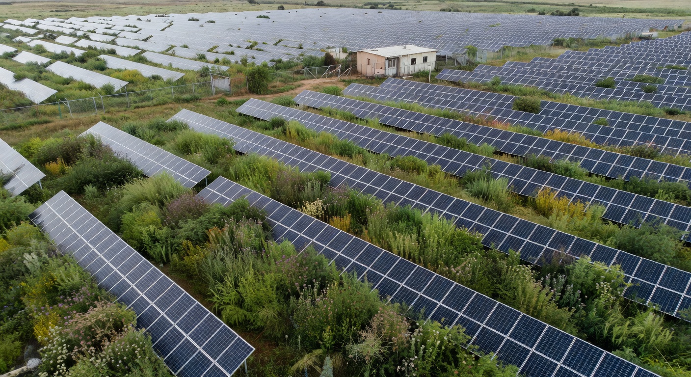 Before: Overgrown solar farm