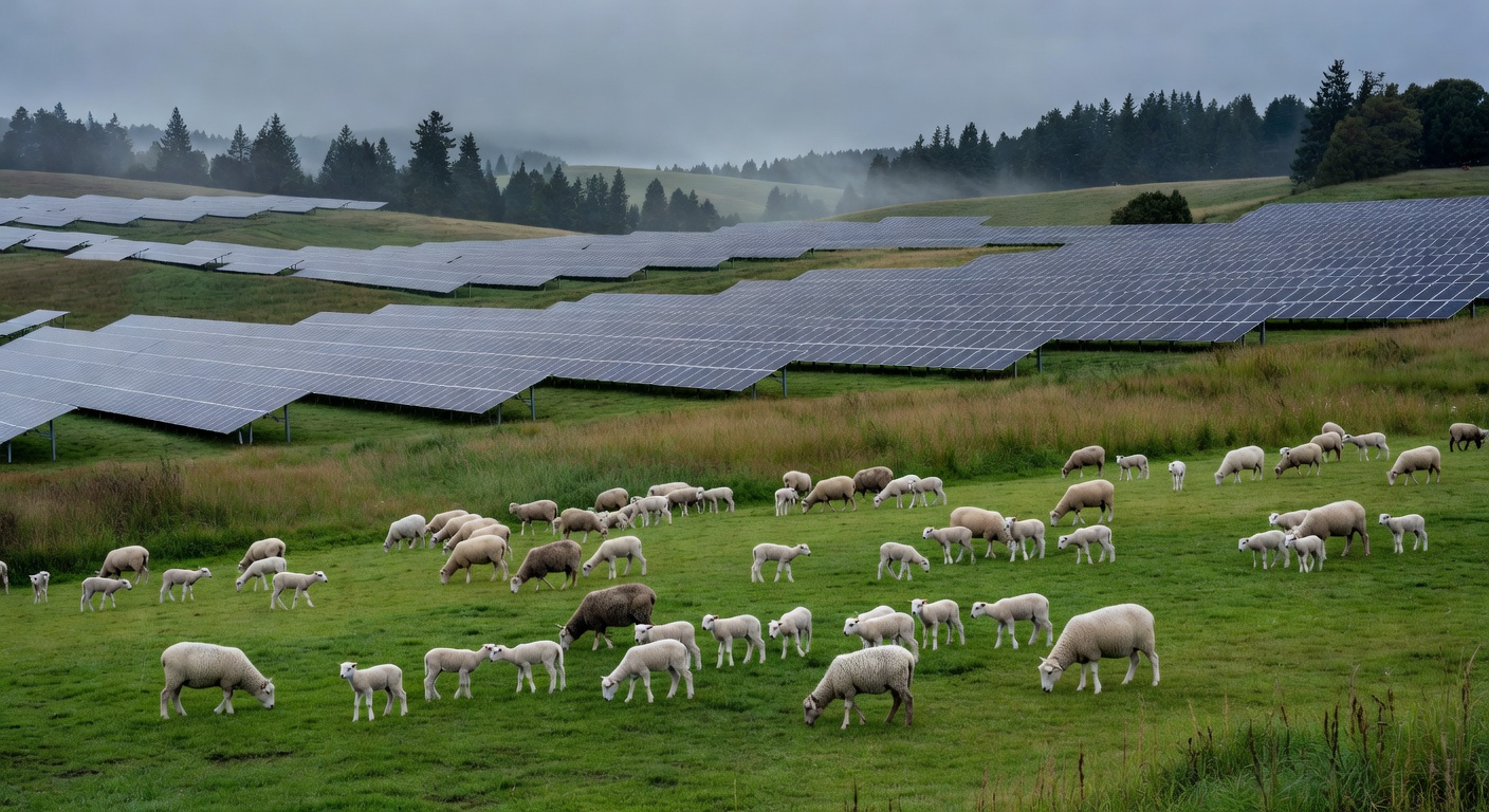 Sheep grazing at Pacific Northwest solar farm