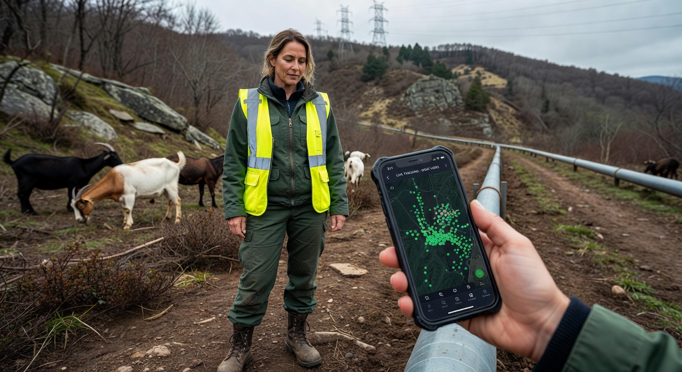 Field worker with GPS tracking phone