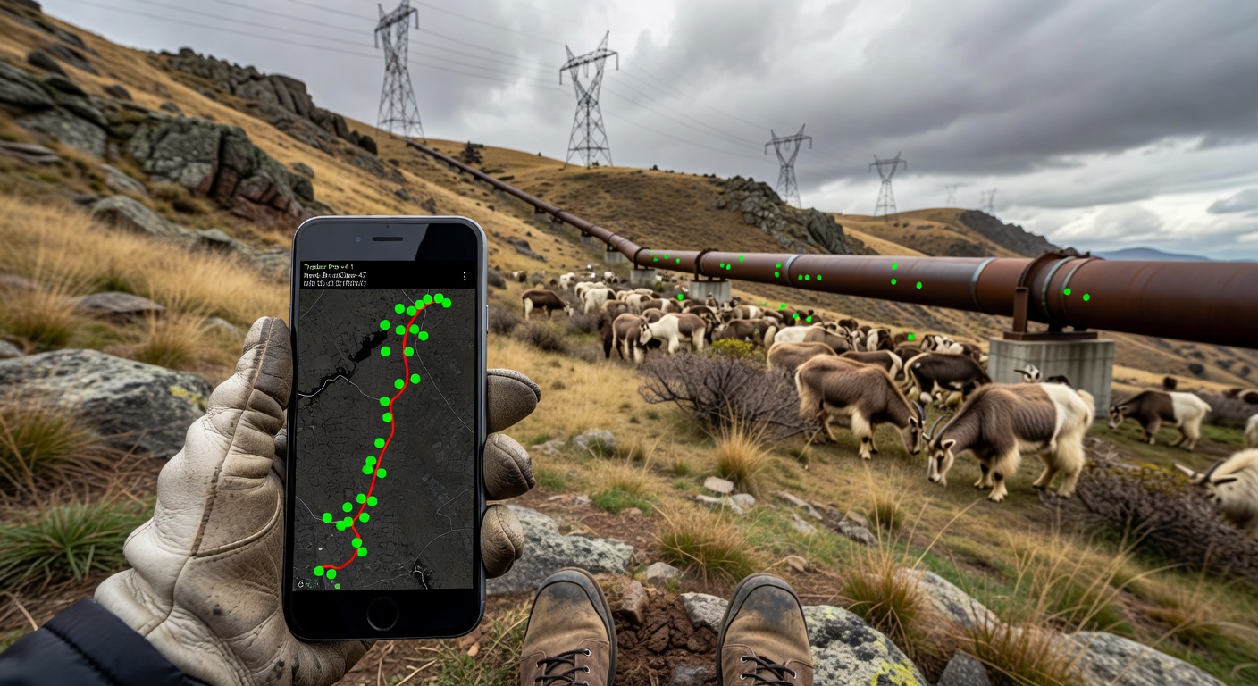 Phone GPS tracking with herd in background