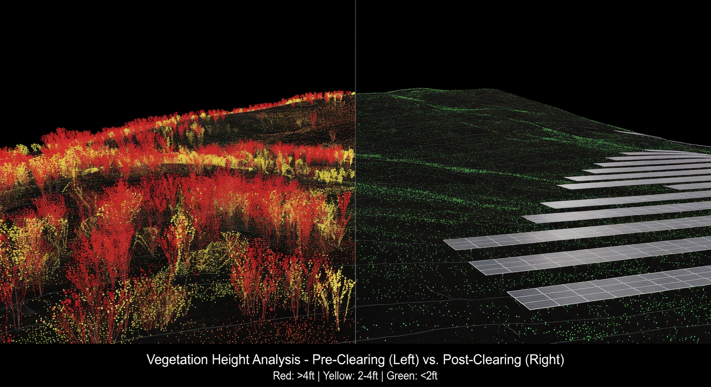 LiDAR vegetation scan before and after